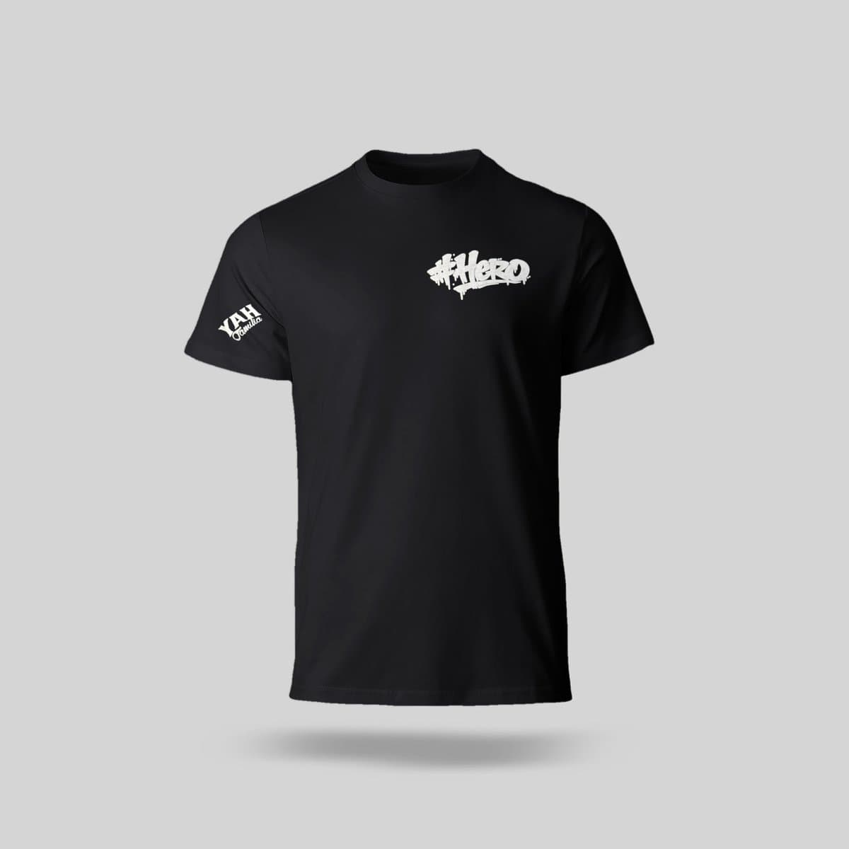 #Hero Tee, Black, front